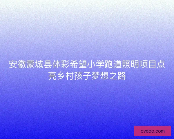 安徽蒙城县体彩希望小学跑道照明项目点亮乡村孩子梦想之路