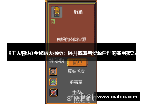 《工人物语7全秘籍大揭秘：提升效率与资源管理的实用技巧》